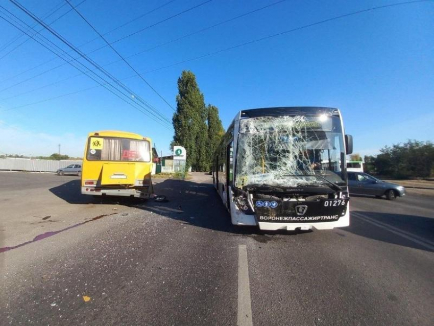 Школьный «пазик» столкнулся с автобусом в Воронеже 