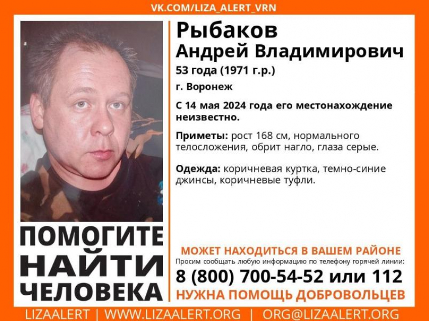53-летний мужчина без вести пропал в Воронеже