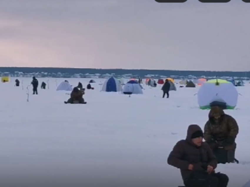 Десятки рыбаков вышли на Воронежское водохранилище с палатками
