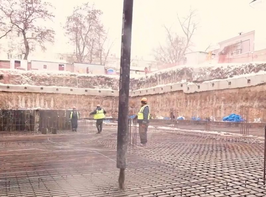 Опубликовано видео заливки фундамента для нового корпуса оперного театра в Воронеже