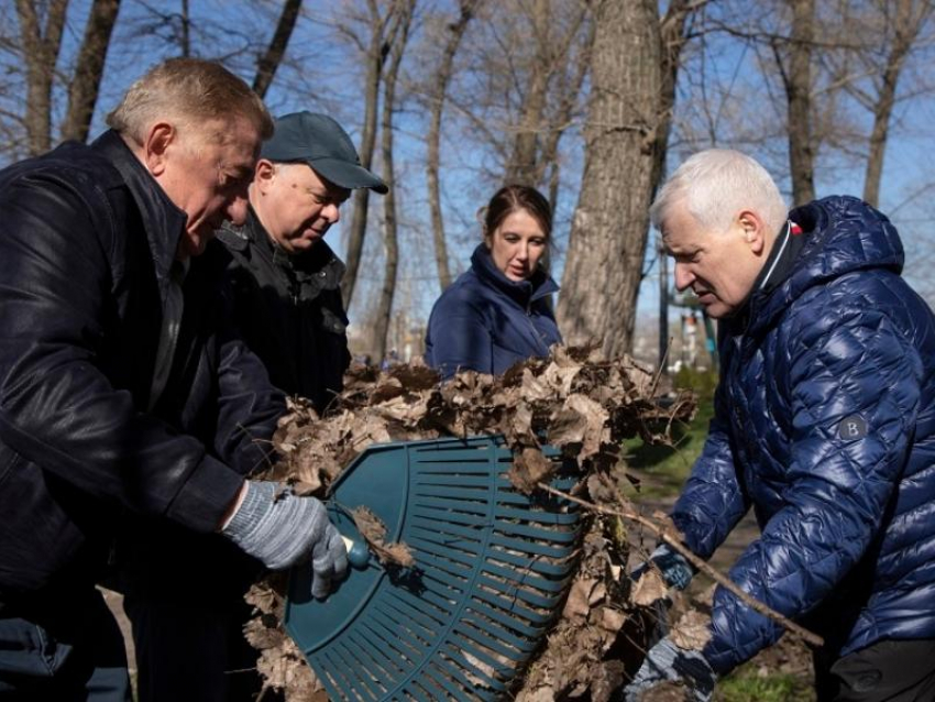 Не только законодательные инструменты: депутаты Воронежской облдумы взялись за грабли в парке Патриотов