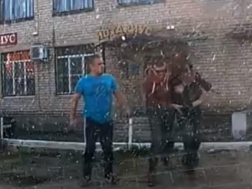 На видео сняли, как прохожие заломали уличного грабителя под Воронежем