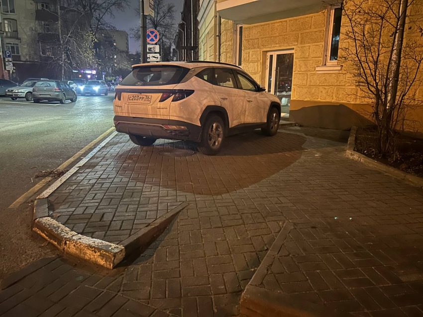 Эпичную парковку на тротуаре показали в центре Воронежа  