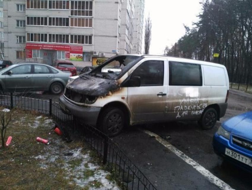 В Воронеже борцы с нарушителями сожгли неправильно припаркованный Mersedes
