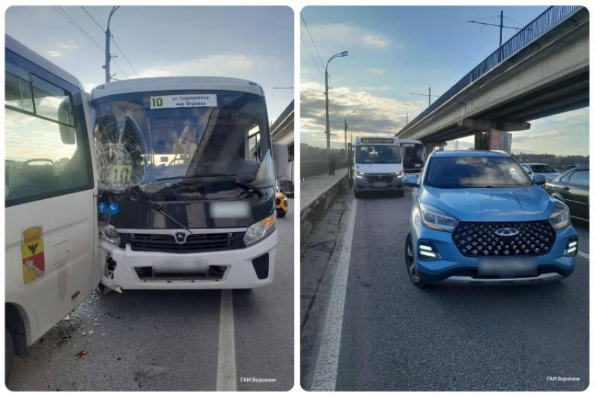 Столкновение двух автобусов показали на фото в Воронеже