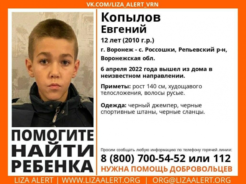 12-летний мальчик из интерната пропал в Воронеже