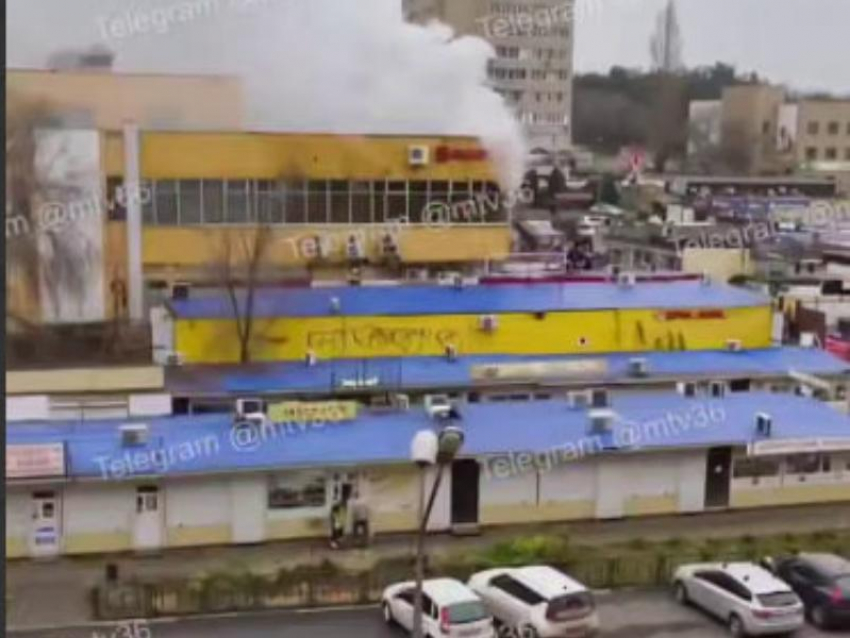 Торговый центр вспыхнул в Воронежской области
