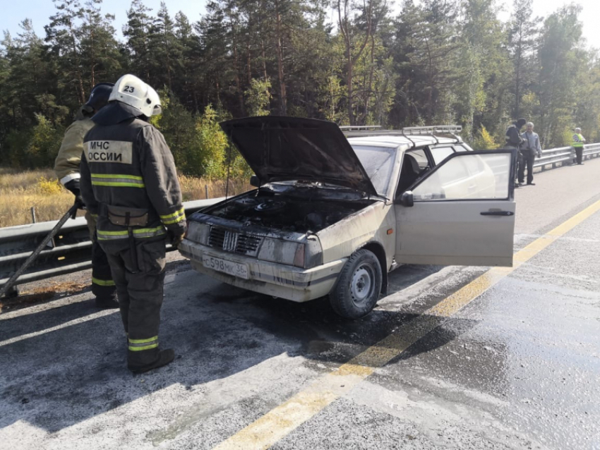 ВАЗ загорелся рядом с лесом в Воронеже 