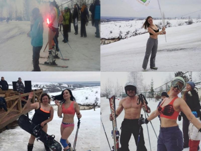 Лыжники массово оголились на склоне под Воронежем 