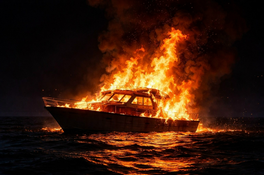 Самодельное судно загорелось ночью в Воронеже