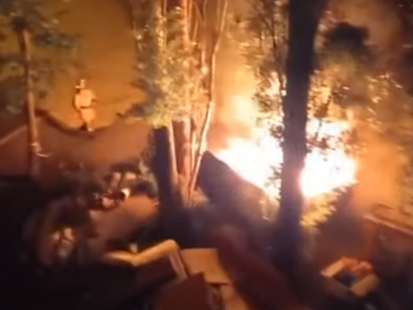 Помойный пожар охватил улицу в Воронеже