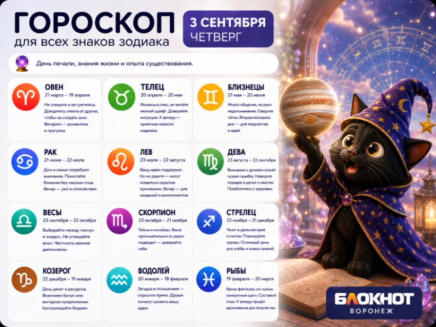 Под управлением Юпитера: гороскоп на 3 сентября 