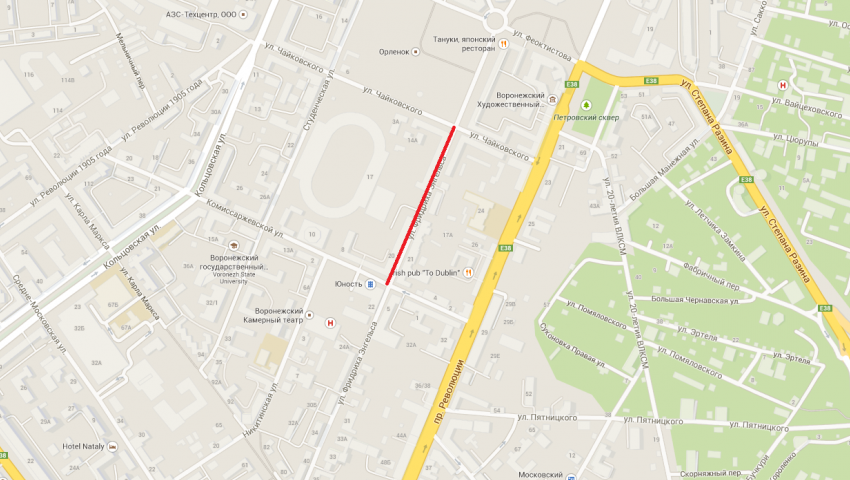 В Воронеже 23 мая на полтора часа перекроют улицу Фридриха Энгельса