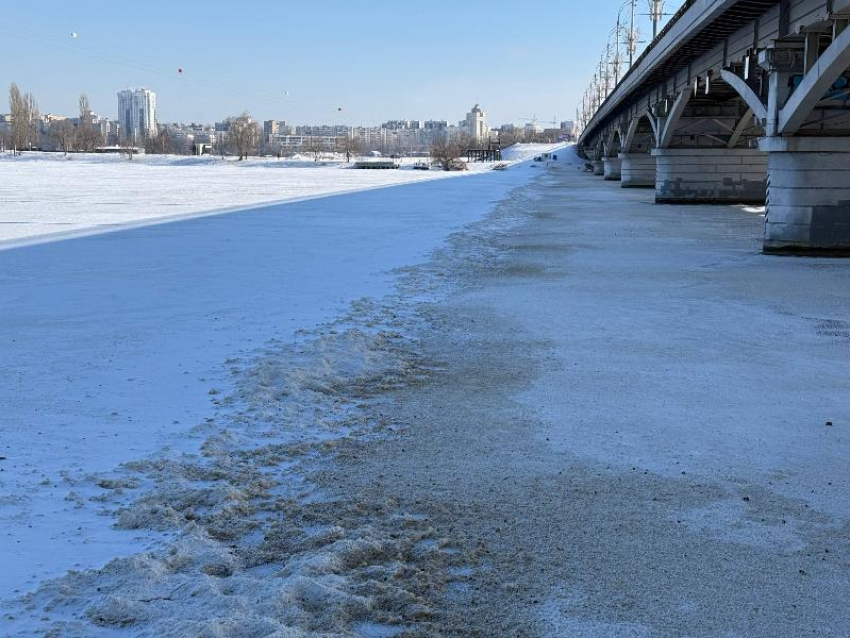 Коммунальщики разнообразили коричневым снегом химический состав воронежского водохранилища
