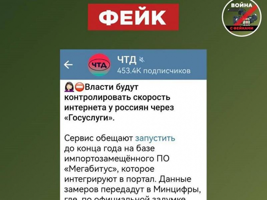 Фейк о контроле властей за скоростью интернета через «Госуслуги» распространили в Воронеже