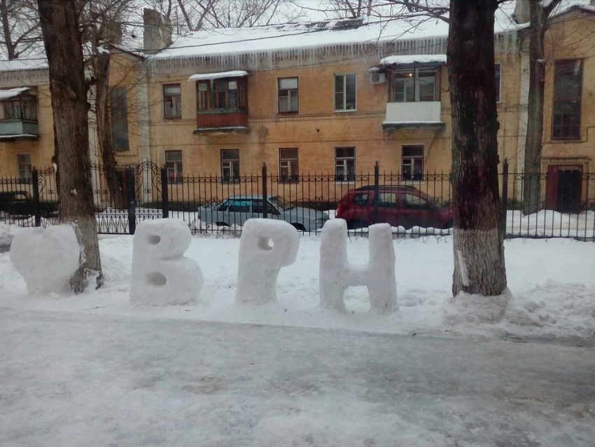 Воронежцы признались в любви к городу с помощью снега 