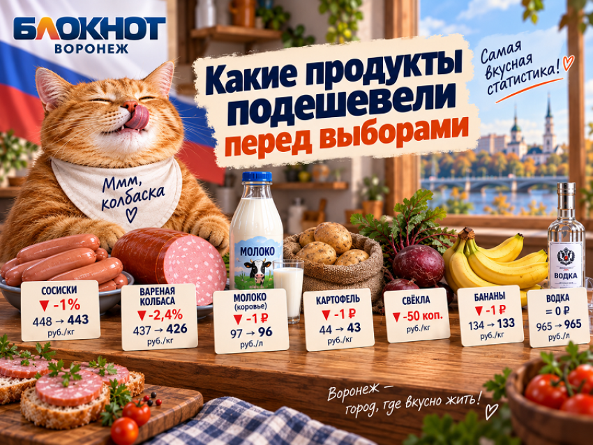 Какие продукты подешевели перед выборами, показал отчет Воронежстата 