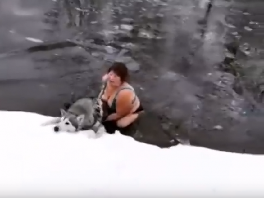 Женщина спасла тонущую собаку из ледяной воды в Воронежской области