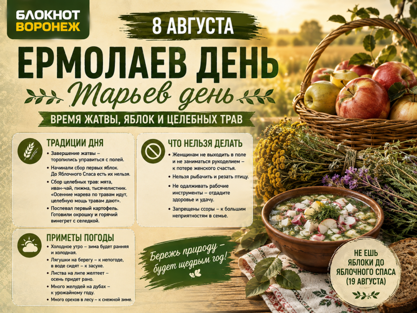 Почему 8 августа нельзя есть яблоки и ругаться: тайны Ермолаева дня