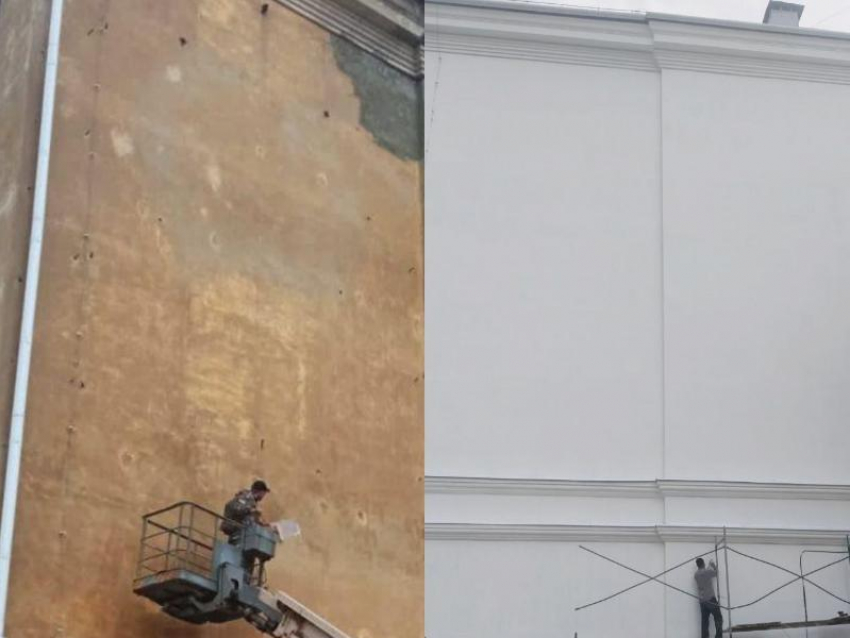 Девственно белую стену воронежского дома уже подготовили для нанесения граффити о спецоперации