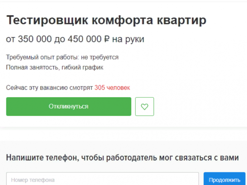 Необычную работу с зарплатой до 450 тысяч рублей предложили воронежцам