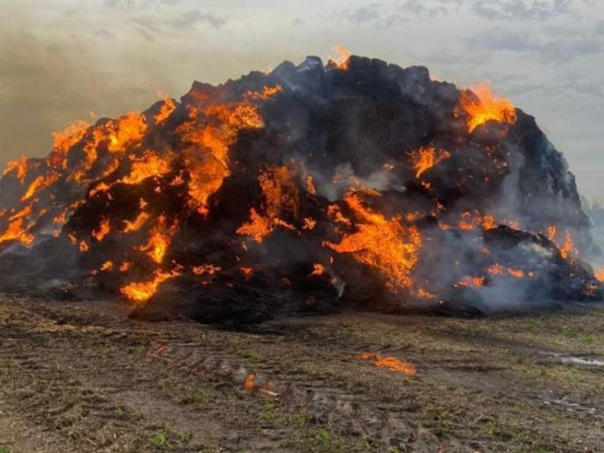 Пожар вулканического уровня вызвал поджог соломы под Воронежем